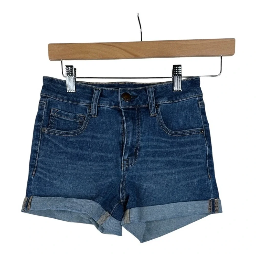 Aeropostale Womens High Rise Midi Jean Shorts size 0 Blue